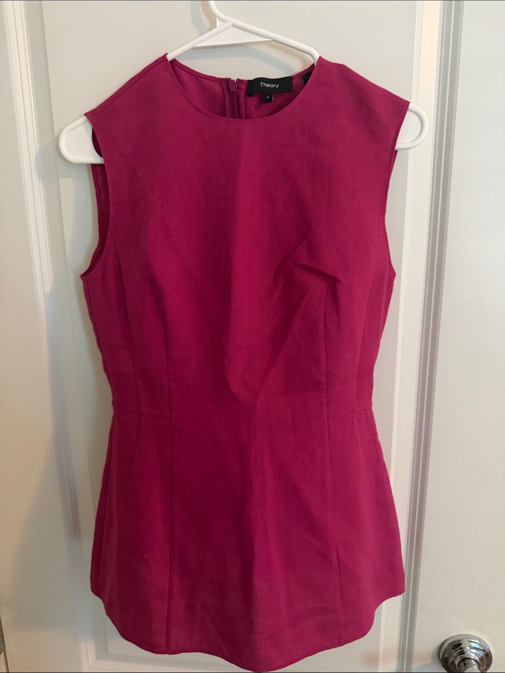 Theory Paneled Top in Pure Linen Pop Fuchsia Size 0 |